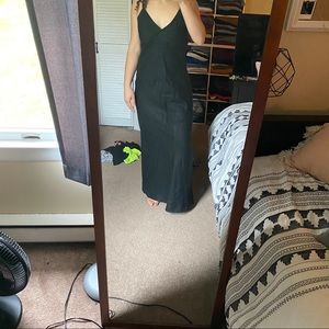 Black linen maxi dress